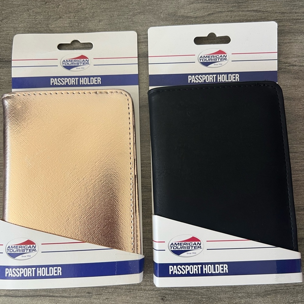 American Tourister Gold and Black Passport Holders Set